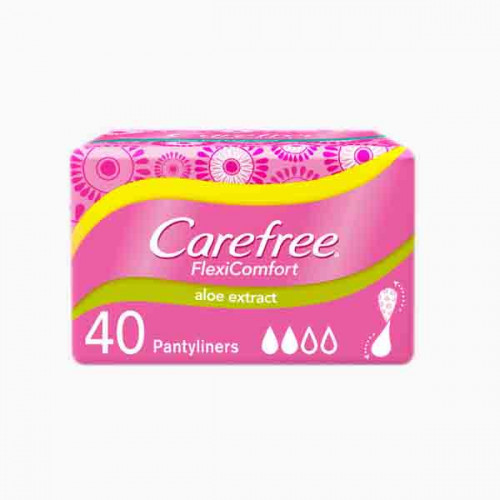 CAREFREE FLEXI COMFORT ALOE 40S كير فري فوط يومية فليكسي كومفورت بالصبار 40 حبة 