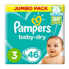 PAMPERS SAF S3 46 VP MIDI 3'S بامبرز حفاضات الاطفال متوسط حجم3 / 46 حبة 