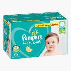 PAMPERS S49 MEGA BOX MAXI PLUS 112'S حفاضات بامبرز كرتون( 112حبة)