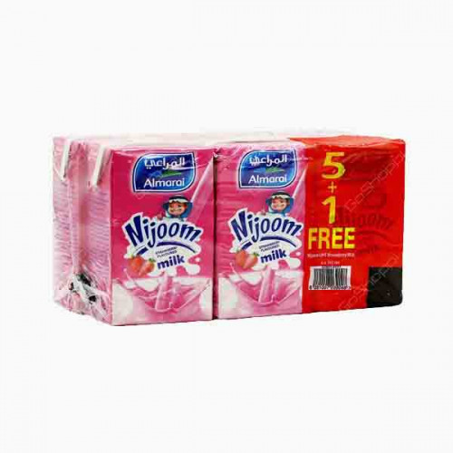 ALMARAI UHT MILK NIJOOM STRAWBERRY 150ML 5+1 FREE حليب فراولة المراعي 150مل