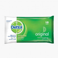 DETTOL WIPES 10'S ديتول مناديل مضادة للبكتيريا 10 حبات 