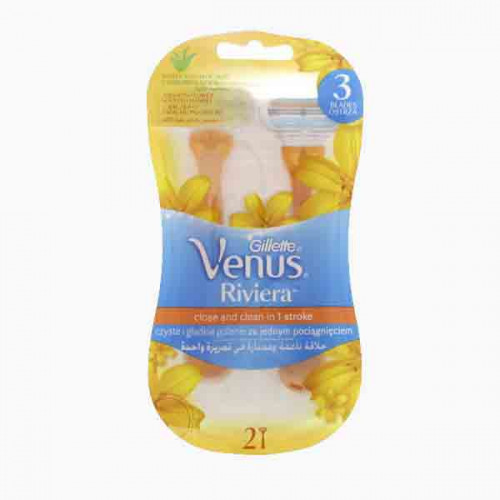 GILLETTE VENUS RIVIERA DISPOSABLE 2'S جيليت شفرات الحلاقة للاستعمال مرة واحدة 2 حبة 