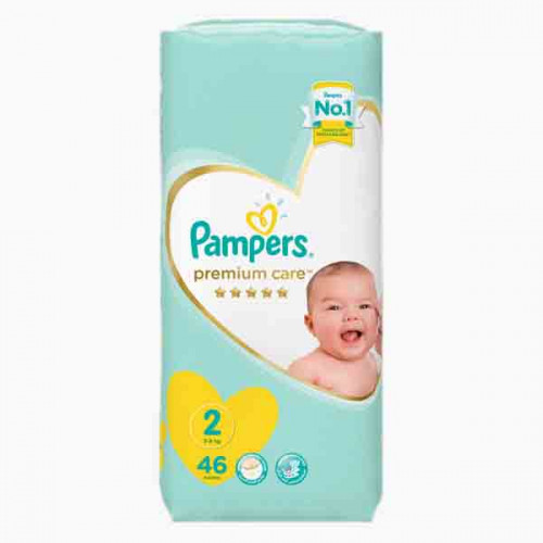 PAMPERS PC S2 46 MIP بامبرز حفاضات عناية مميزة حجم 2/ 46 حبة 