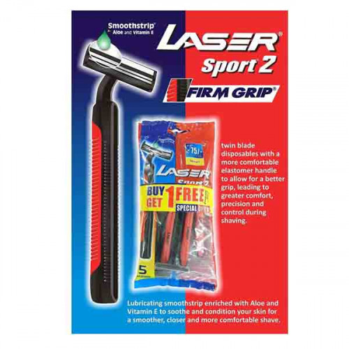 LASER SPORT 2 FIRM GRIP- 10 TWIN BLADE 10'S ليزير سبورت للحلاقة 10+6