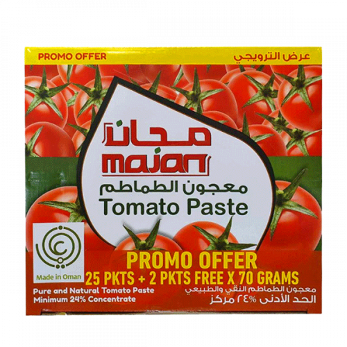 MAJAN TOMATO PASTE SACHET 70GM 25+2PKT EXTRA